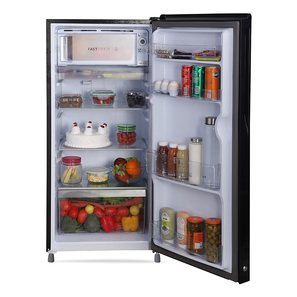 Haier 185L 1 Star Direct Cool Single Door Refrigerator with Toughened Glass Shelfcomes in premium Black Calla Finish HRD-2061SKC-N